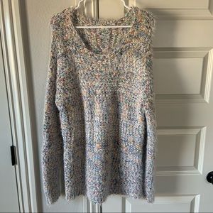 EASEL Colorful Eyelash Scoop Neck Sweater Size S/M